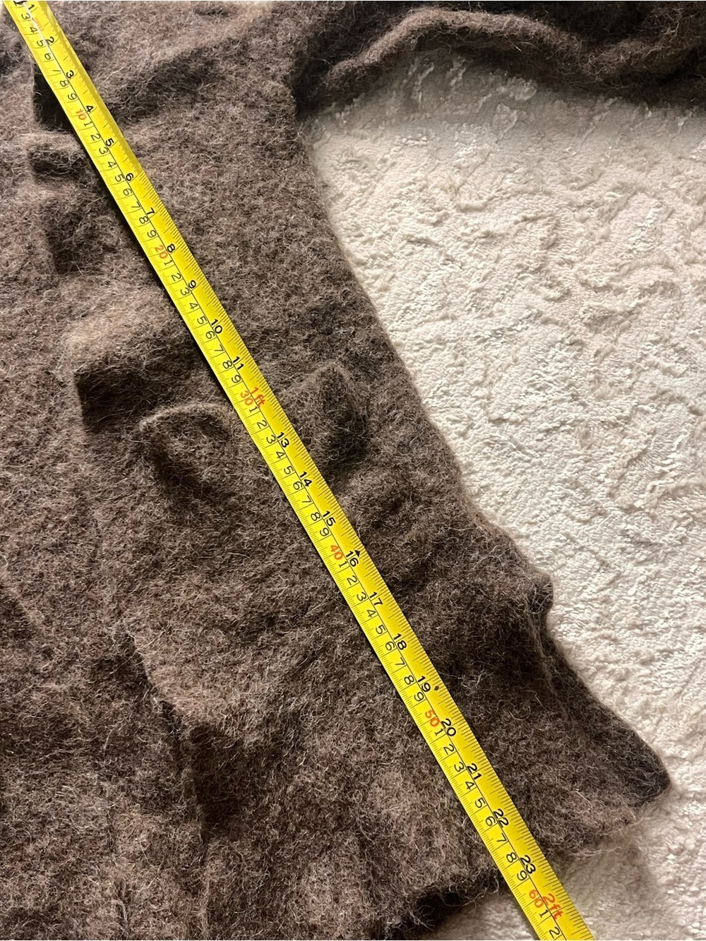 Alpaca Anthropologie Fuzzy Mocha Open Cardigan - Picture 6 of 7